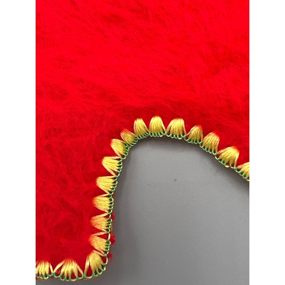Vintage Christmas Stocking High Heel Boot with Bells and Holly Soft Fur 15" Tall - Picture 8 of 9